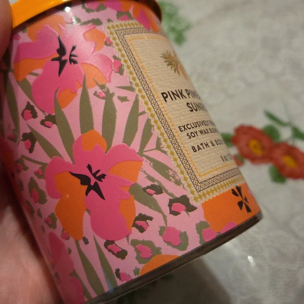 Nwt Bath & Body Works Pink Pineapple Sunrise Jar Candle - Pink & Orange - Picture 3 of 4